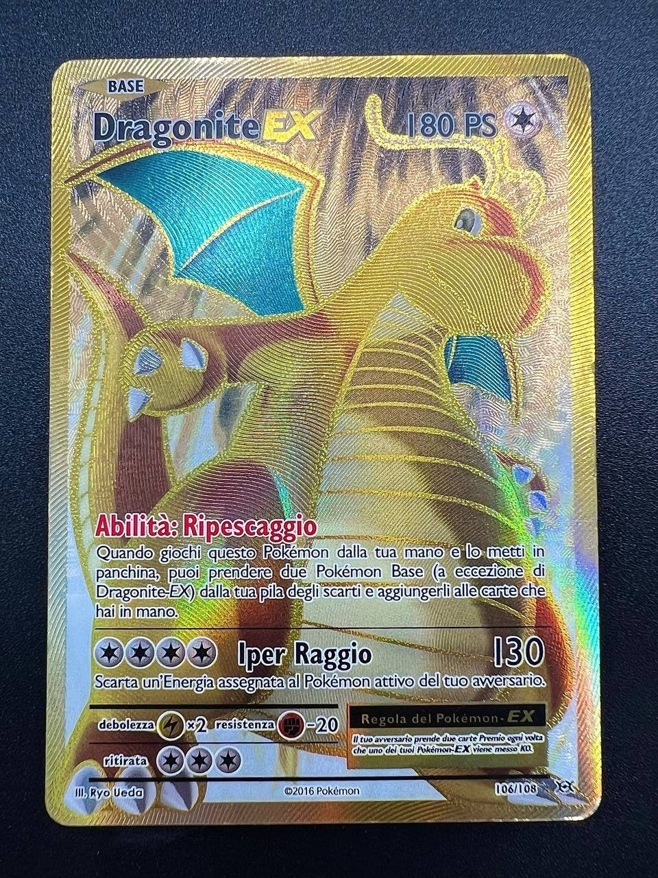 Carta pokemon Dragonite EX 106/108 EVO Evoluzioni Italiano Holo Full art Poor