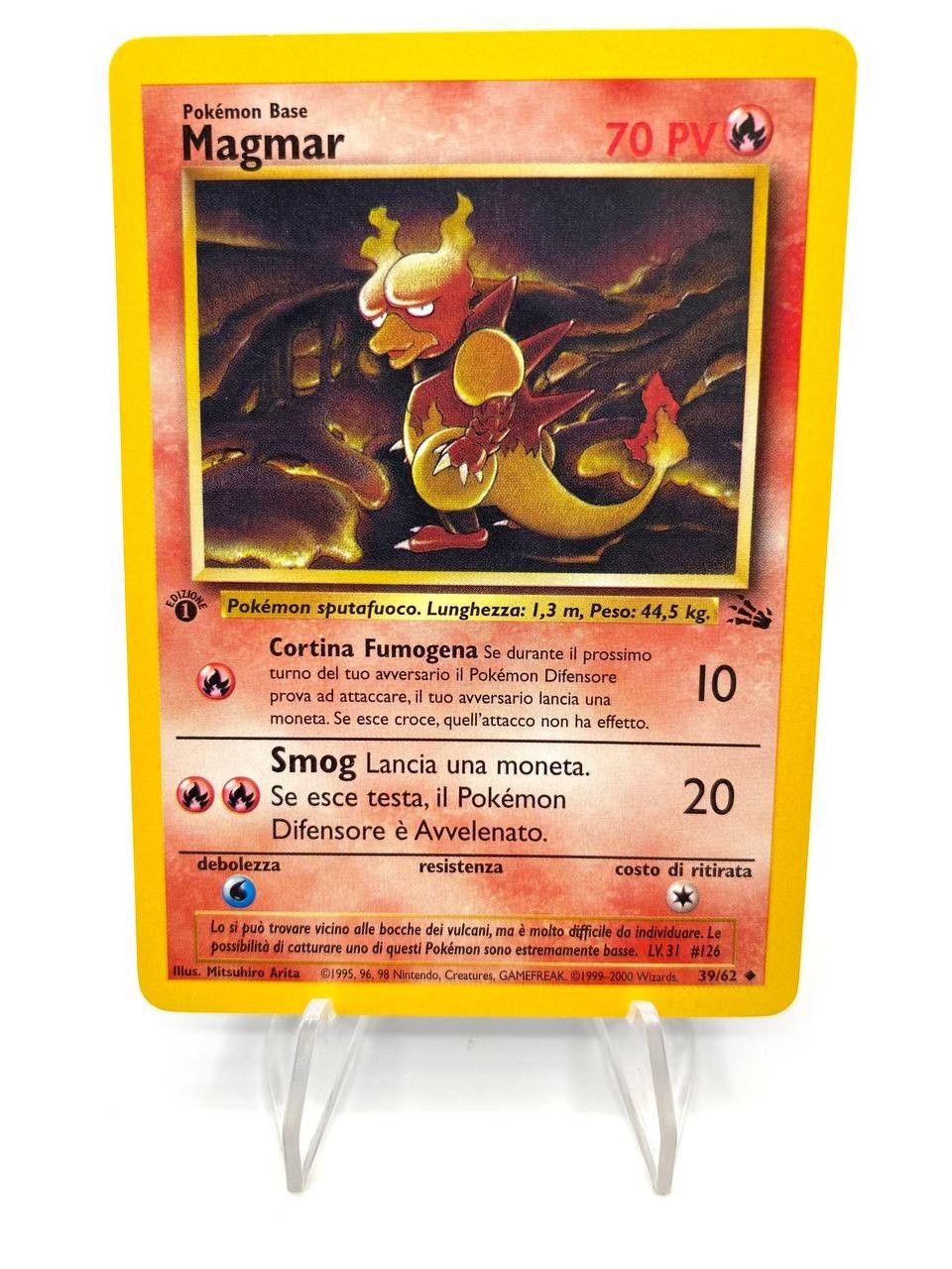 Carta Pokemon Magmar set Fossil FO 39/62 Italiano 1a Edizione NM no Holo Vintage