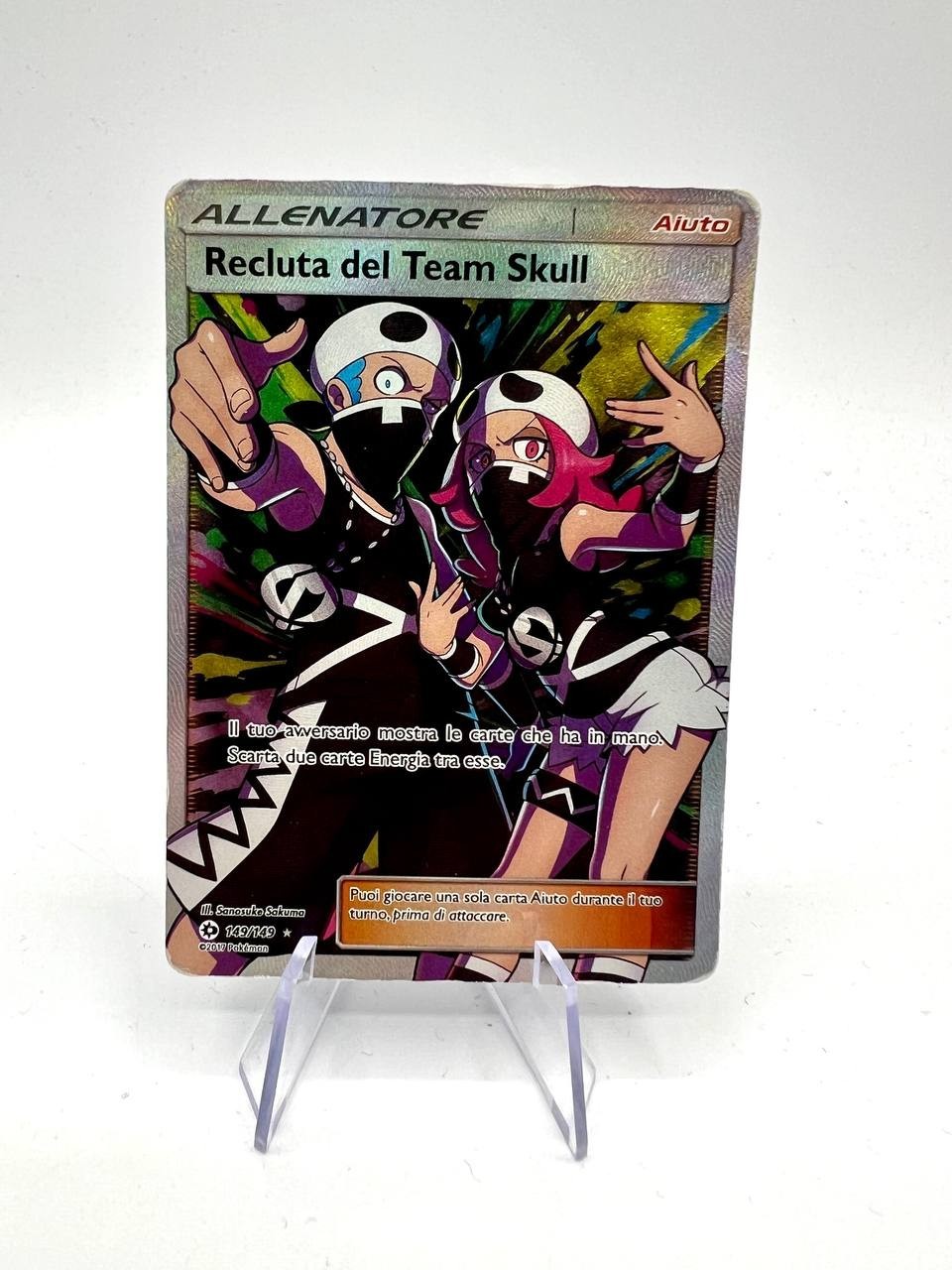 Carta Pokemon Recluta Del Team Skull Set Sole E Luna 149/149 Italiano Poor holo