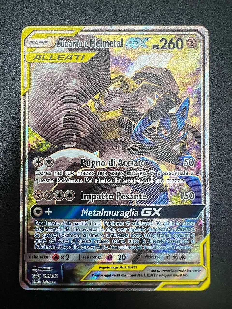 carta Pokemon lucario e melmetal gx SM 192 Black Star Promos italiano near mint