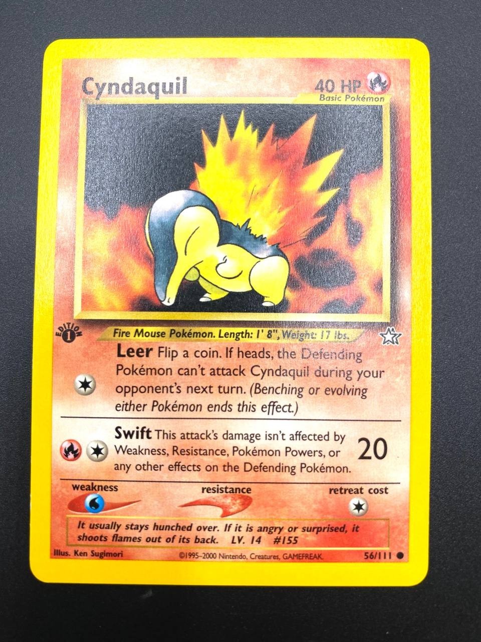 Carta Pokemon Cyndaquil set Neo Genesis 56/111 1a Edizione Excellent Inglese