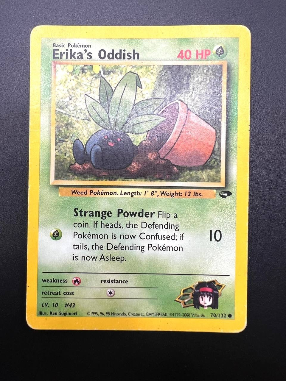 Carta pokemon Erika's Oddish 70/132 set Gym Challenge Inglese Played Vintage
