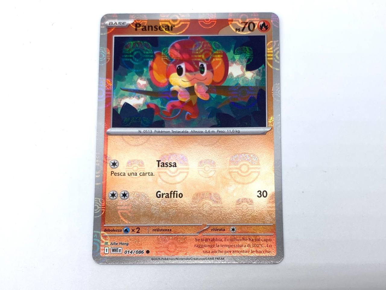 Carta Pokemon Pansear 014/086 Masterball reverse Holo set Fuoco bianco Near Mint