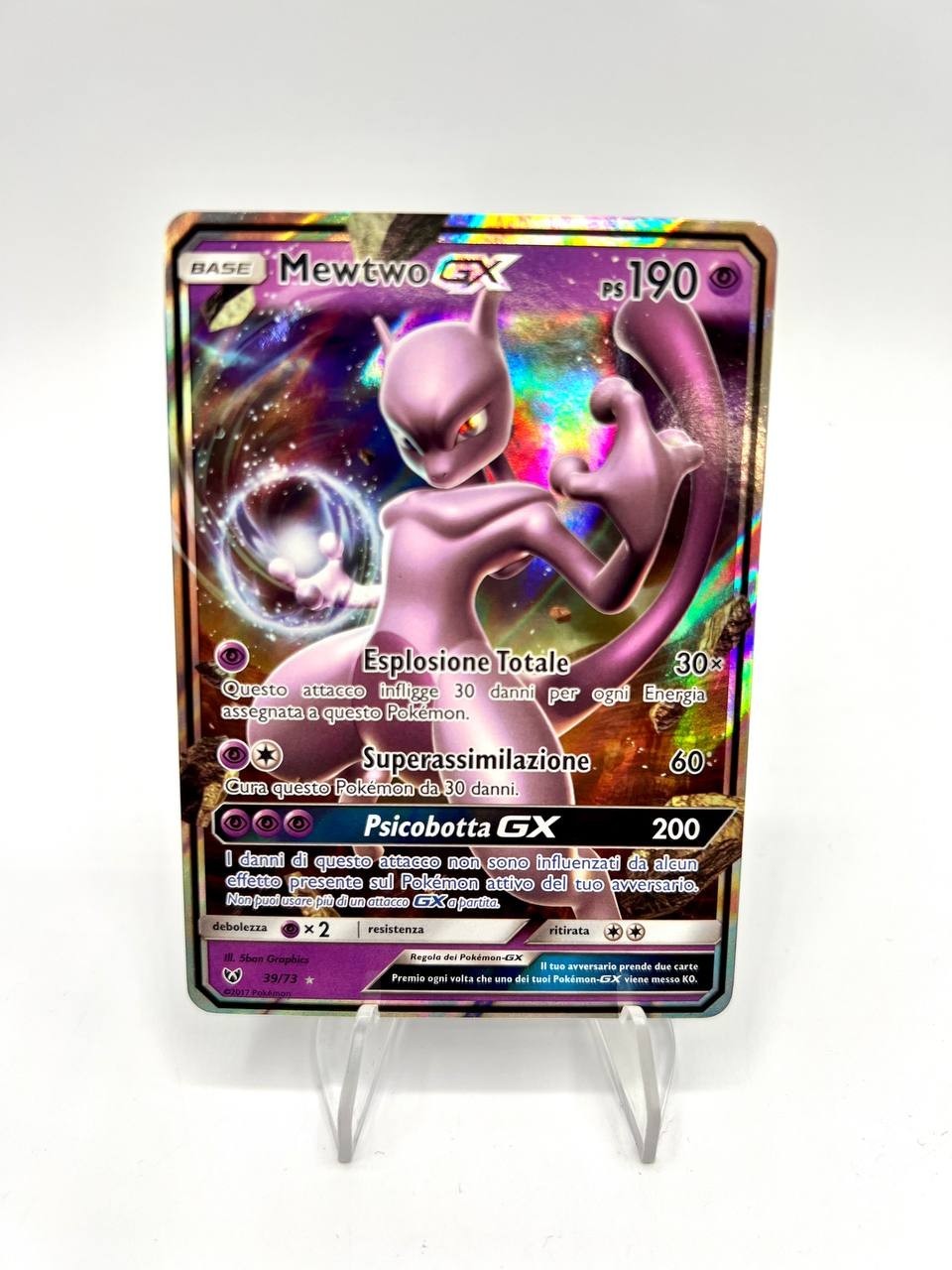 Carta pokemon Mewtwo GX 39/73 Holo set Leggende iridescenti Italiano Near mint
