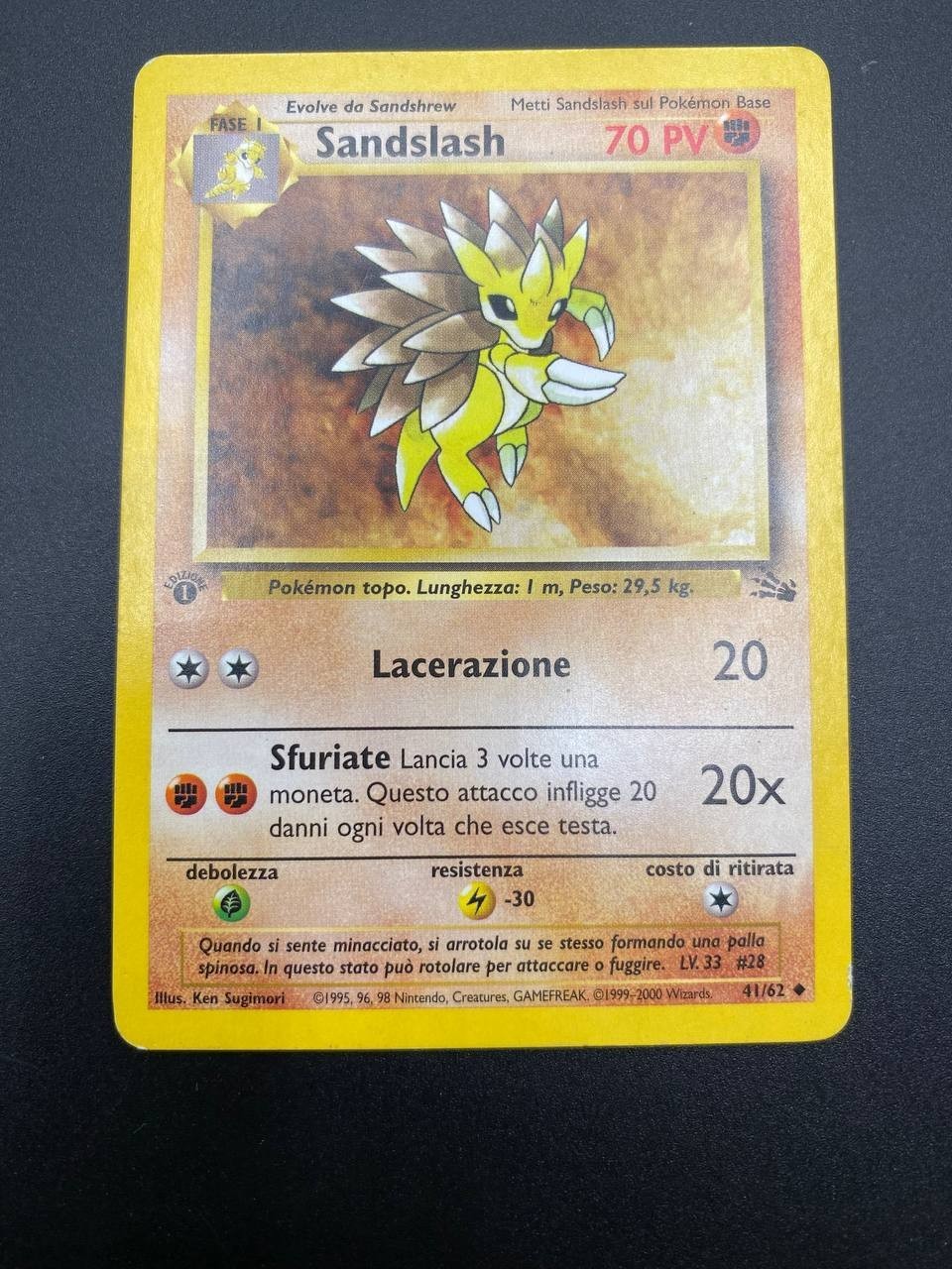 Carta pokemon Sandslash Fossil FO 41/62 No Holo Excellent Italiano 1 Edizione