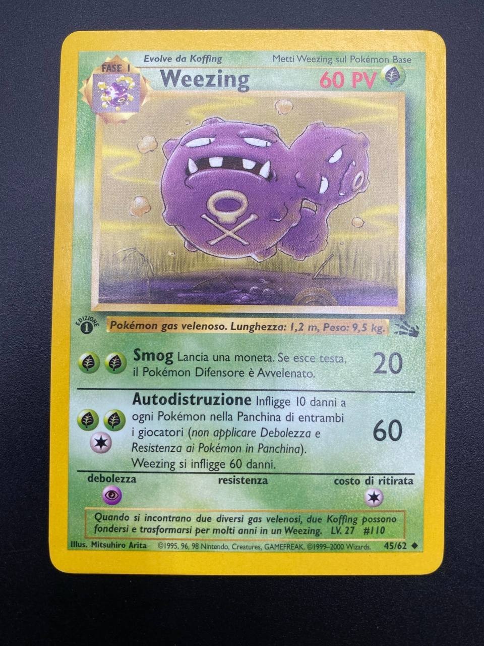 Carta Pokemon Weezing 45/62 1a Edizione set Fossil FO Italiano Excellent No holo