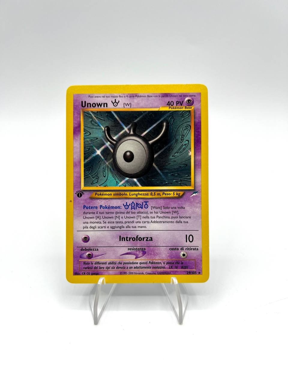 Carta pokemon Unown W 29/105 1a Edizione set Neo Destiny Excellent Vintage ITA