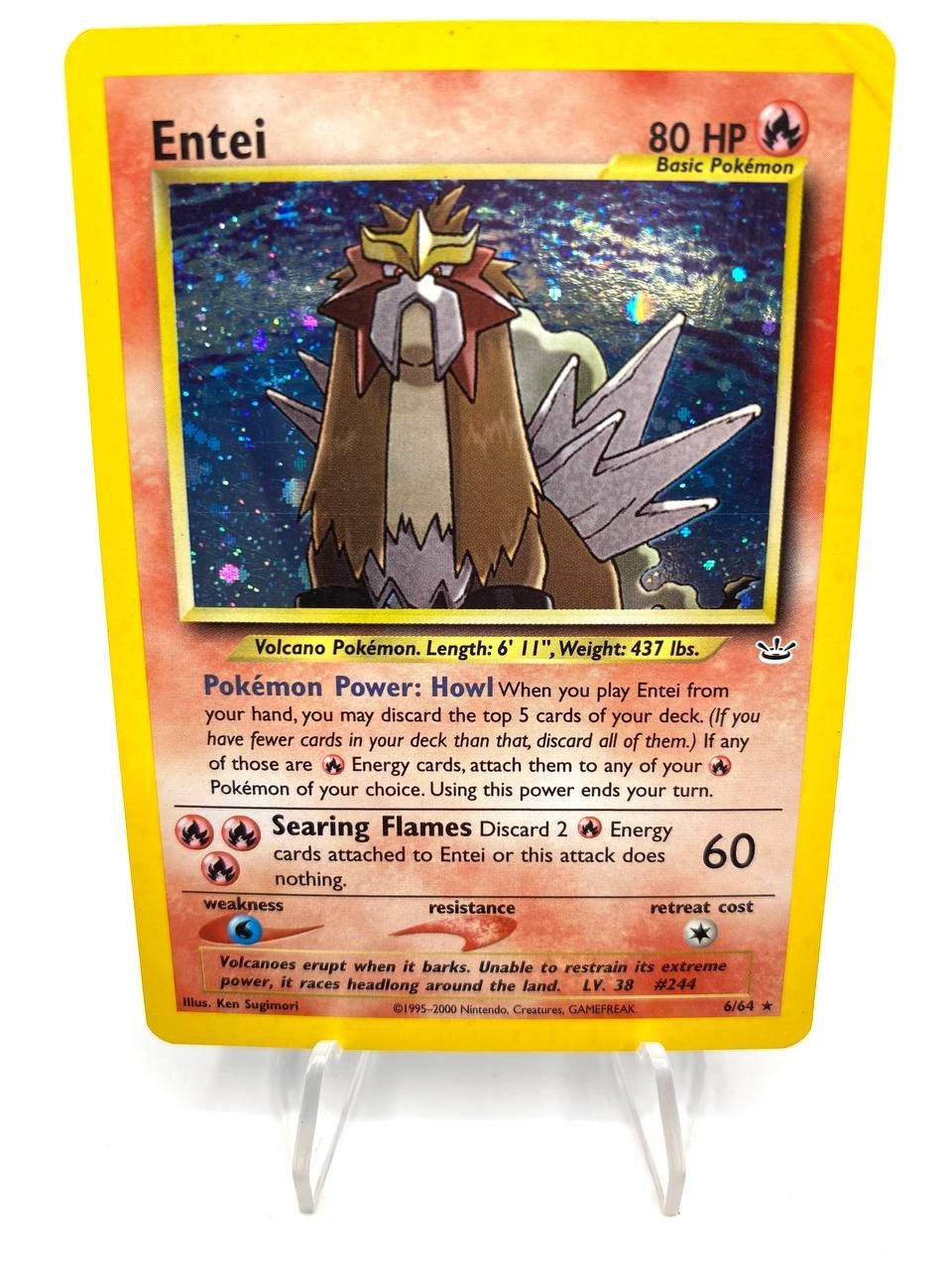 Carta Pokémon Entei 6/64 Rara Holo set Neo Revelation Italiano Played Vintage