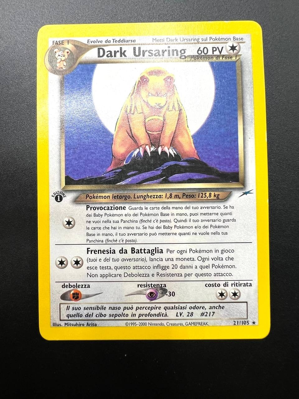 Carta Pokemon Neo Destiny Dark Ursaring 21/105 1a edizione Italiano Excellent