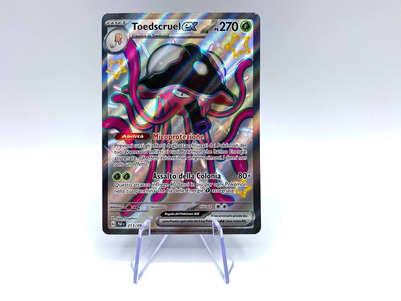 Carta Pokemon Shiny Toedscruel EX  Italiano set Destino a paldea PAF 213/091 NM