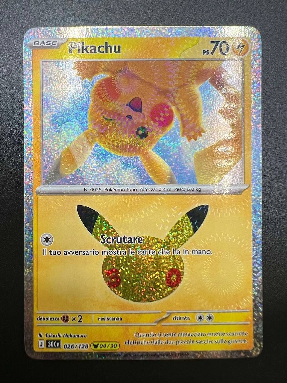 Pokemon Pikachu 30C 026/128 04/30 30° Anniversario Near Mint Italiano Holo