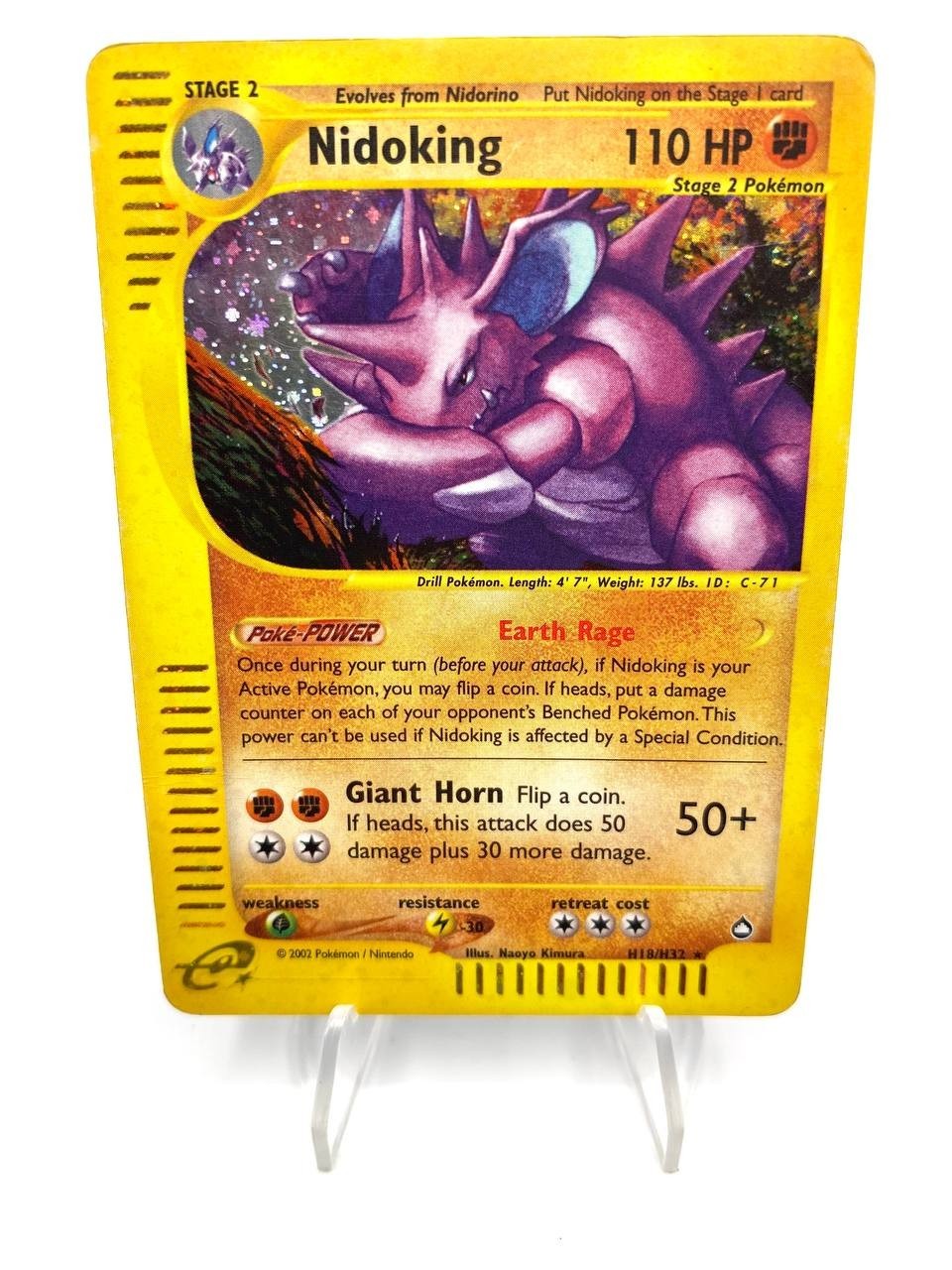 Carta pokemon Nidoking Holo Rare H18/H32 set Aquapolis 2002 Good ENG inglese