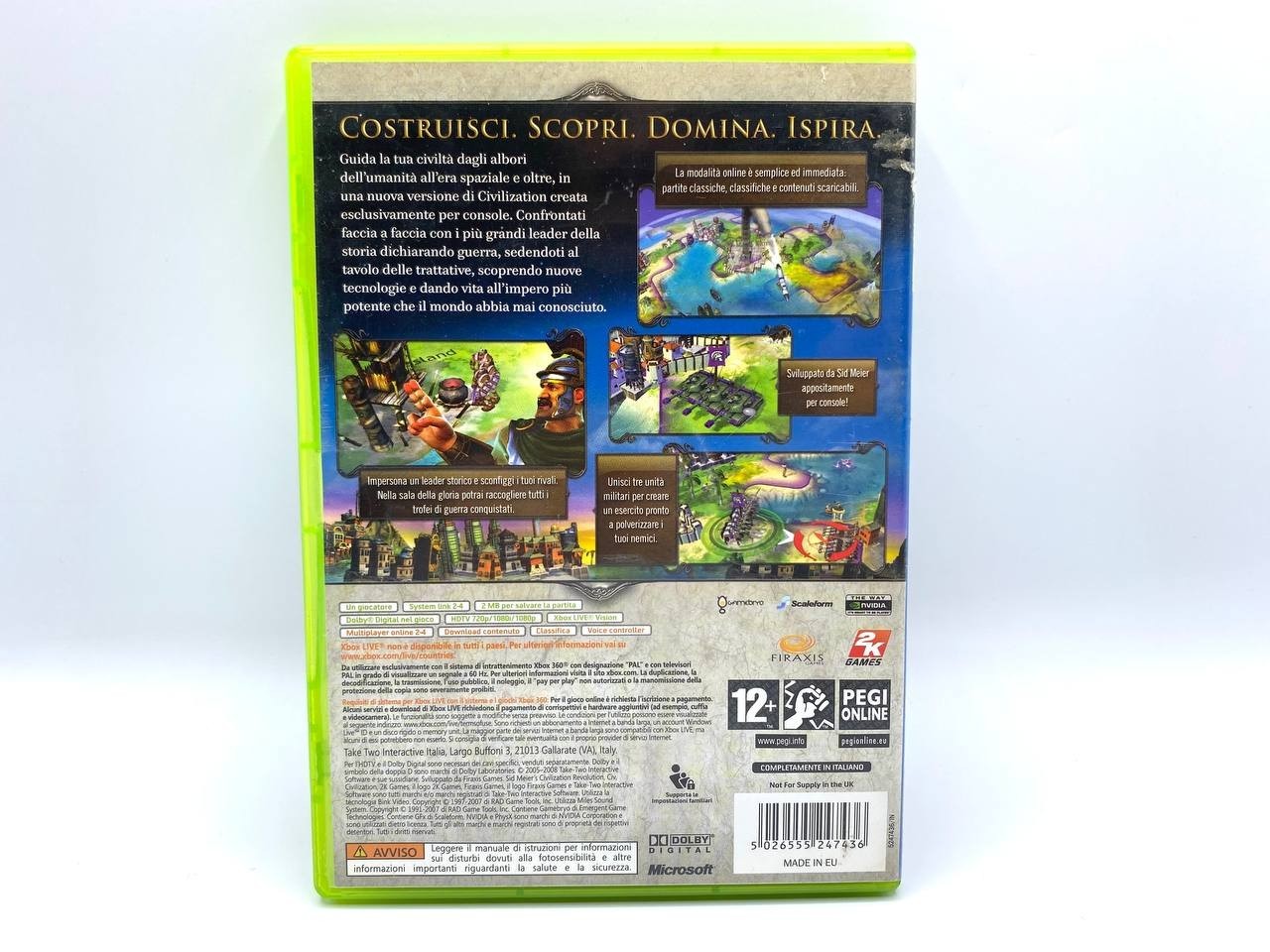 Sid Meiers Civilization Revolution Xbox 360 Completo Funzionante Italiano