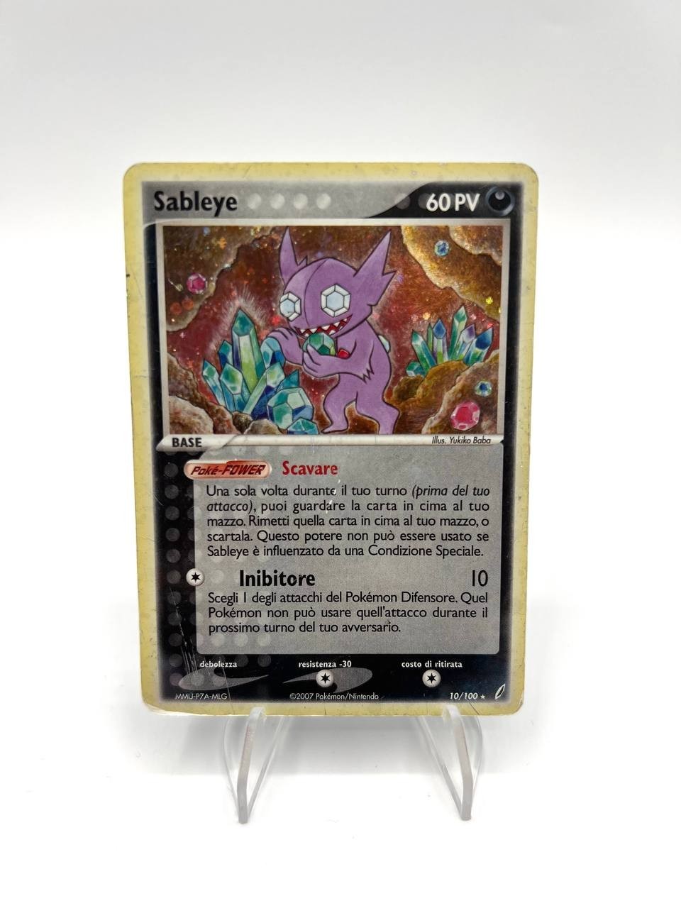 Carta Pokémon Sableye set Guardiani dei cristalli 10/100 Holo Italiano Poor