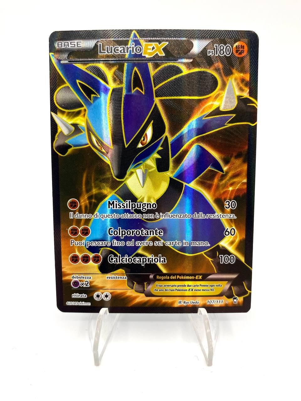 Carta Pokémon Lucario EX Ultra Rare Full Art Holo 107/111 XY Colpi furiosi EXC