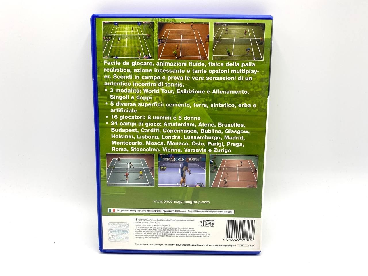 EUROPEAN TENNIS PRO PS2 Sony PLAYSTATION Versione Italiano Funzionante