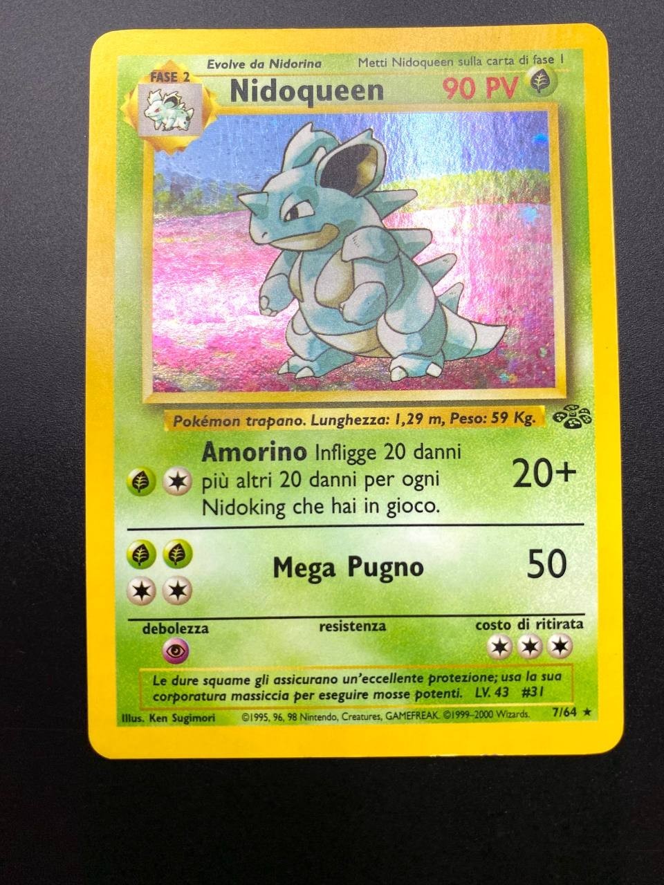 Carta Pokemon Nidoqueen 7/64 set Jungle JU Italiano Vintage Excellent Holo