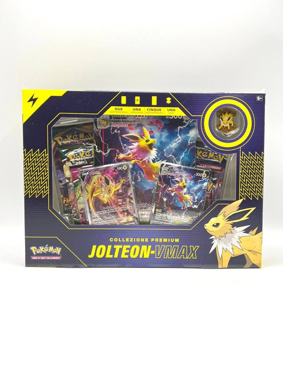 Pokemon Collezione premium Jolteon V Max Italiano Sealed 5 bustine 1 spilla