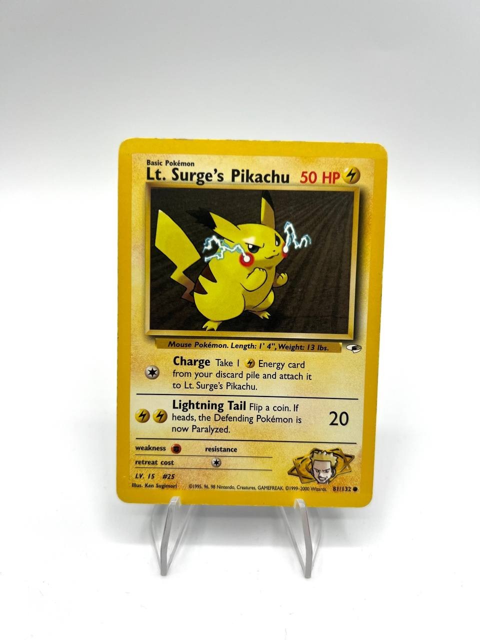 Carta Pokemon Gym Heroes Lt. Surge's Pikachu 81/132 Excellent Vintage Inglese