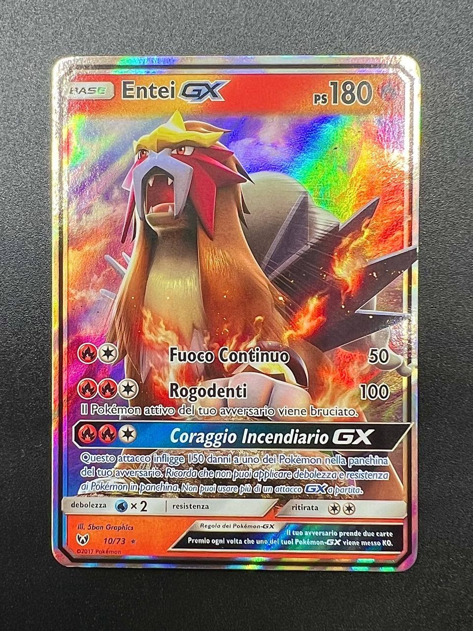 carta Pokemon Entei SLG Gx 10/73 Leggende Iridescenti italiano near mint