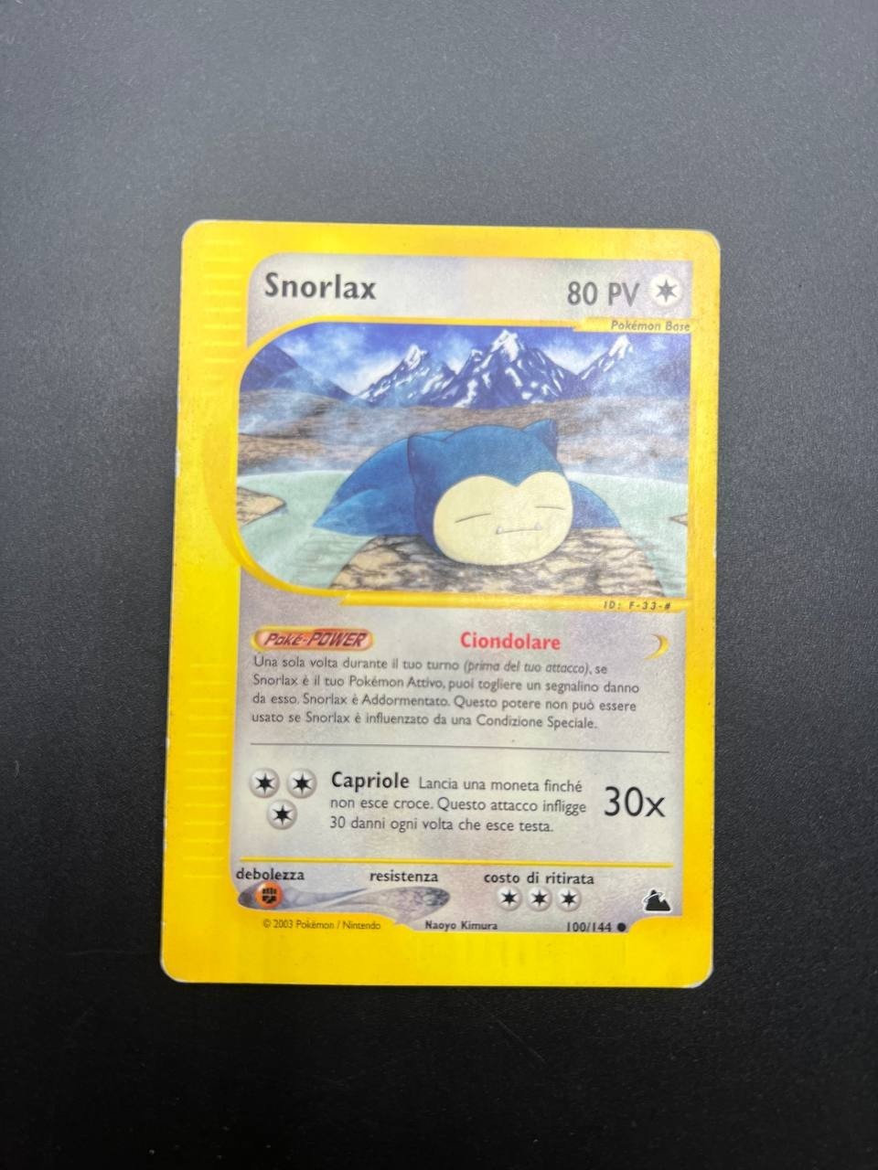 Carta Pokémon Snorlax 100/144 set Skyridge Italiano Vintage Played no holo