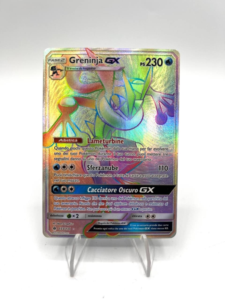 Carta Pokemon Greninja GX 133/131 set Apocalisse di luce Holo Italiano Excellent