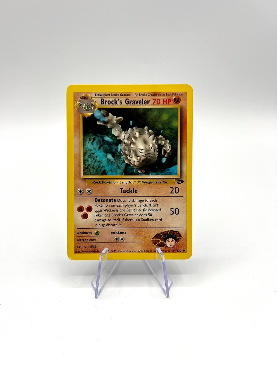 Carta pokemon Brock's Graveler 34/132 Gym Challenge Vintage inglese Excellent