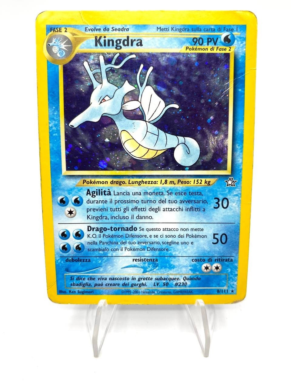 Carta Pokemon Kingdra 8/111 MP Holo Italiano set Neo Genesis Poor Vintage