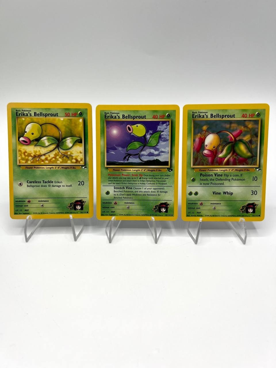 Lotto pokemon Erika’s Bellsprout 38/132 75/132 76/132 Gym Challenge EXC Vintage