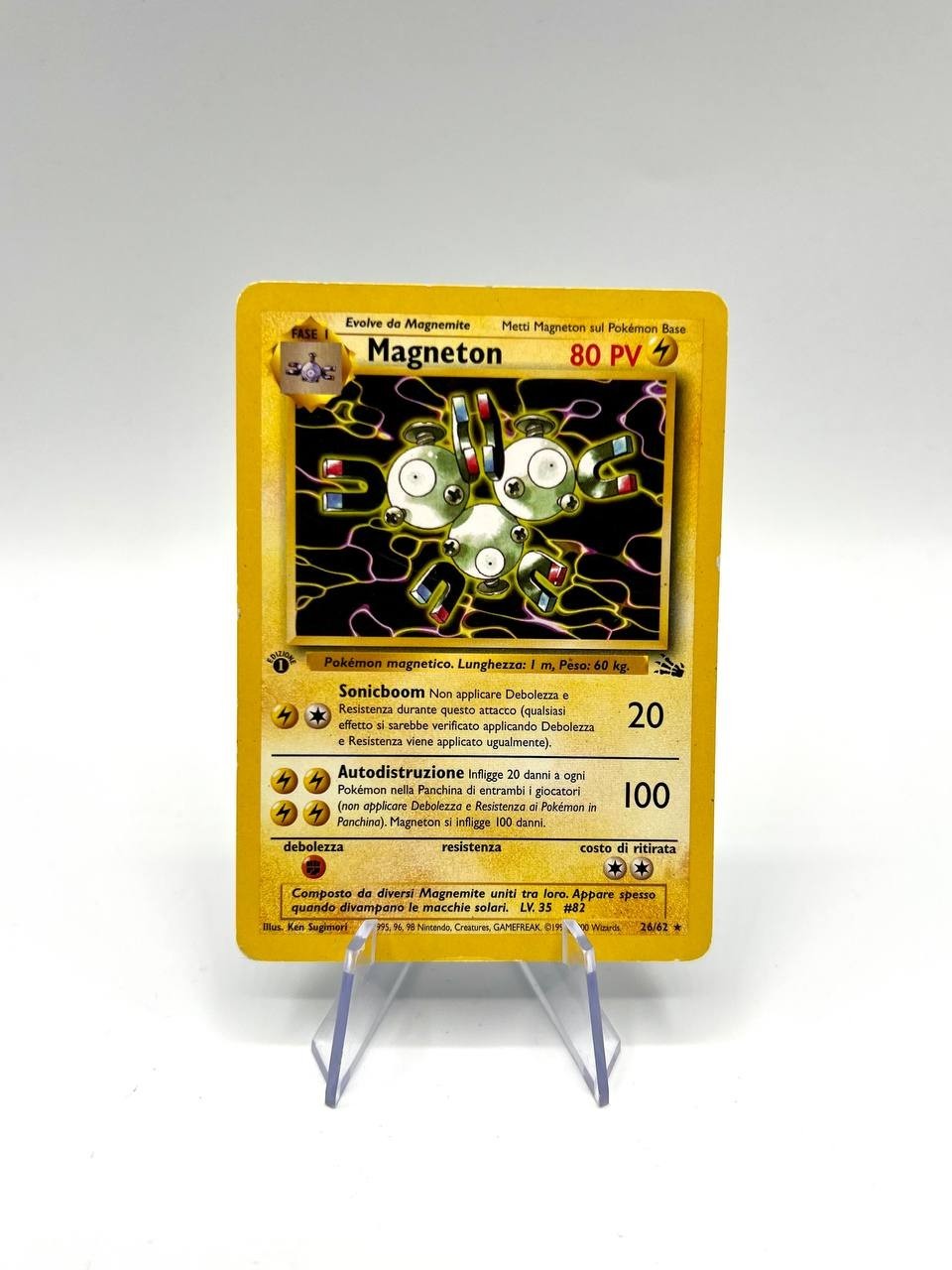 Carta Pokemon Magneton 26/62 set Fossil FO 1a Edizione Played Vintage Italiano