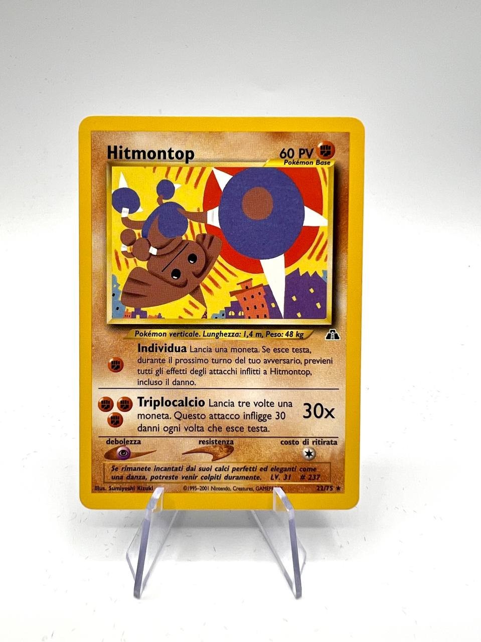 Carta Pokemon Hitmontop 22/75 Neo Discovery Rara No Holo Italiano excellent