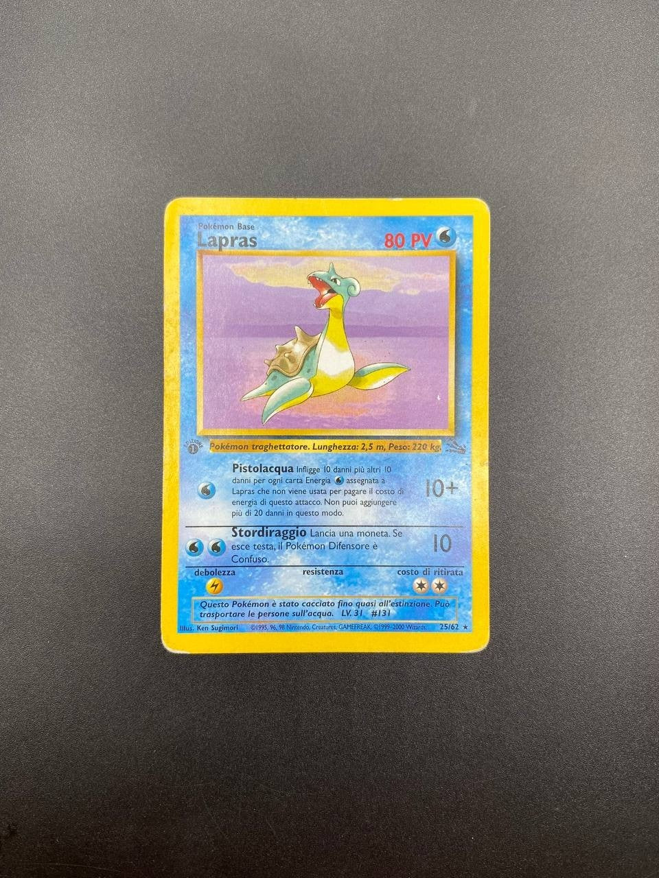 Carta Pokemon Lapras 25/62 Fossil FO 1a Edizione Italiano Played Vintage no holo