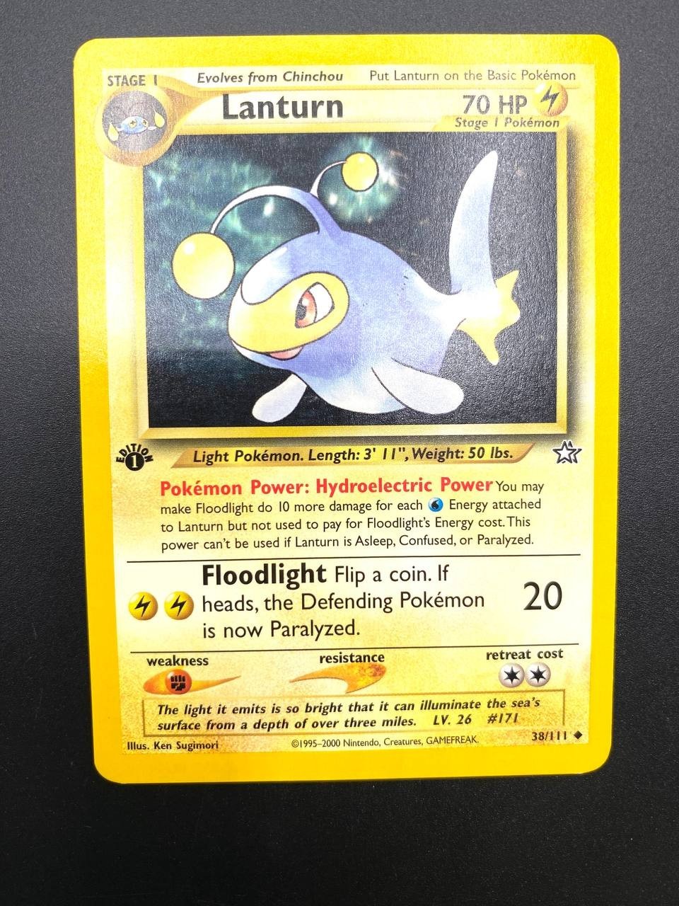 Carta pokemon Lanturn 38/111 set Neo Genesis 1a edizione Inglese NM Inglese