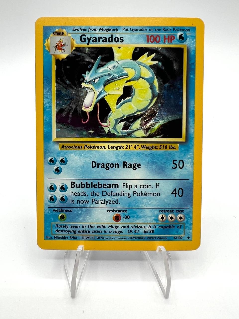 Carta Pokemon Gyarados Base Set BS Wizards 6/102 Holo Vintage Excellent Inglese