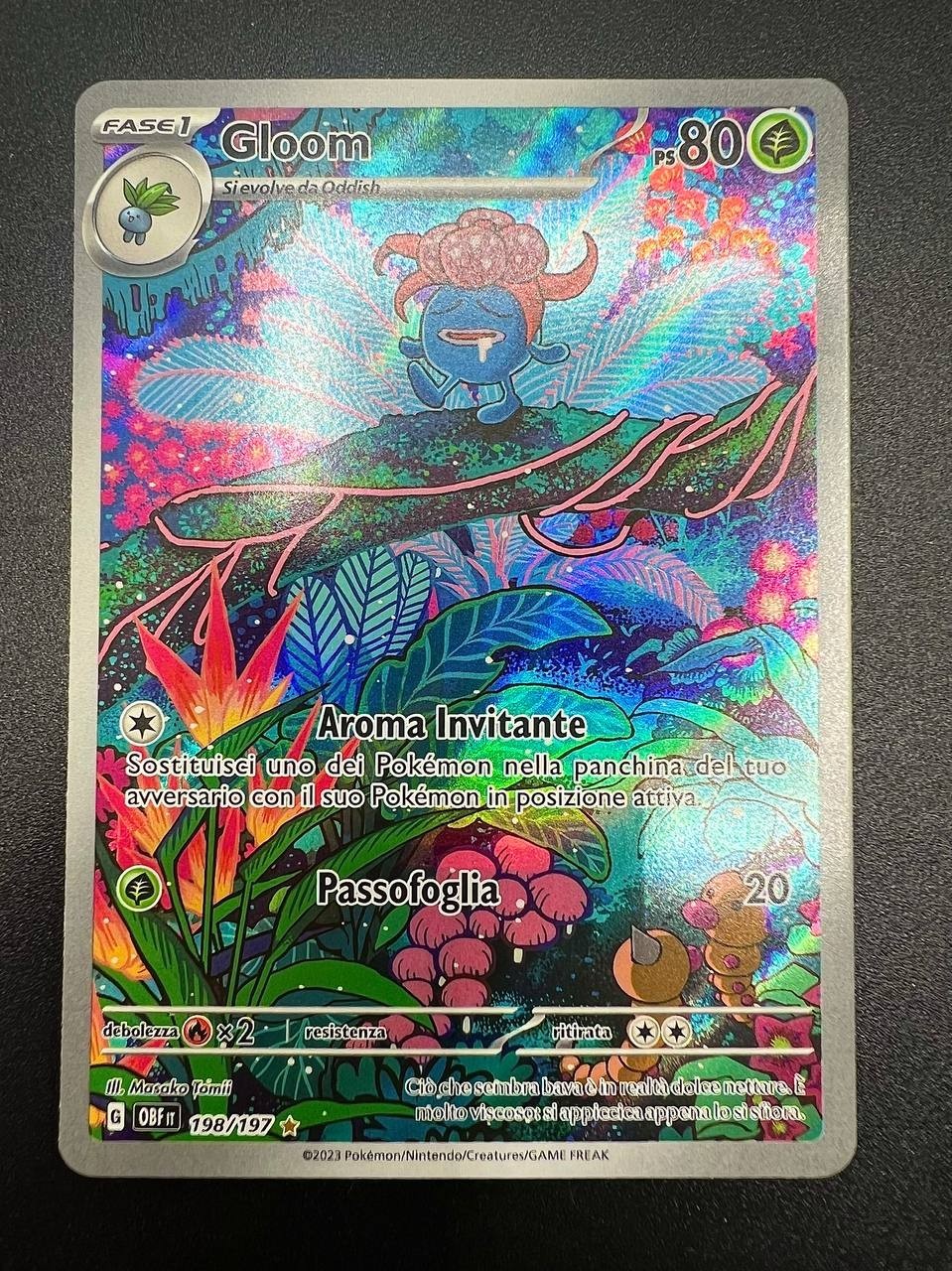 Carta Pokémon Gloom 198/197 OBF set Ossidiana infuocata Holo Italiano Near mint
