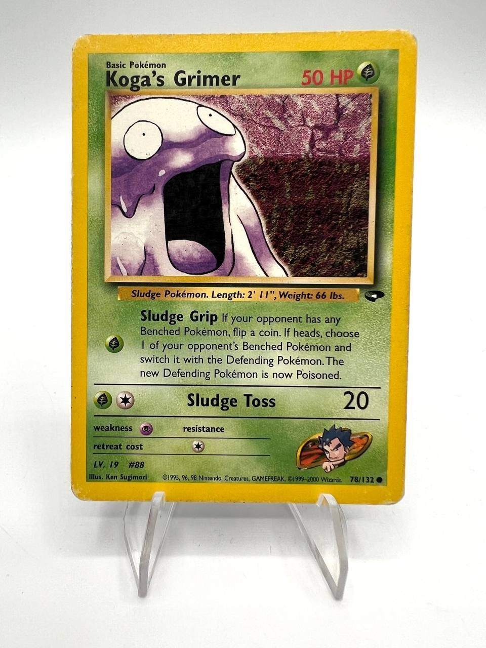Carta pokemon Koga's Grimer 78/132 set Gym Challenge Vintage Inglese Good