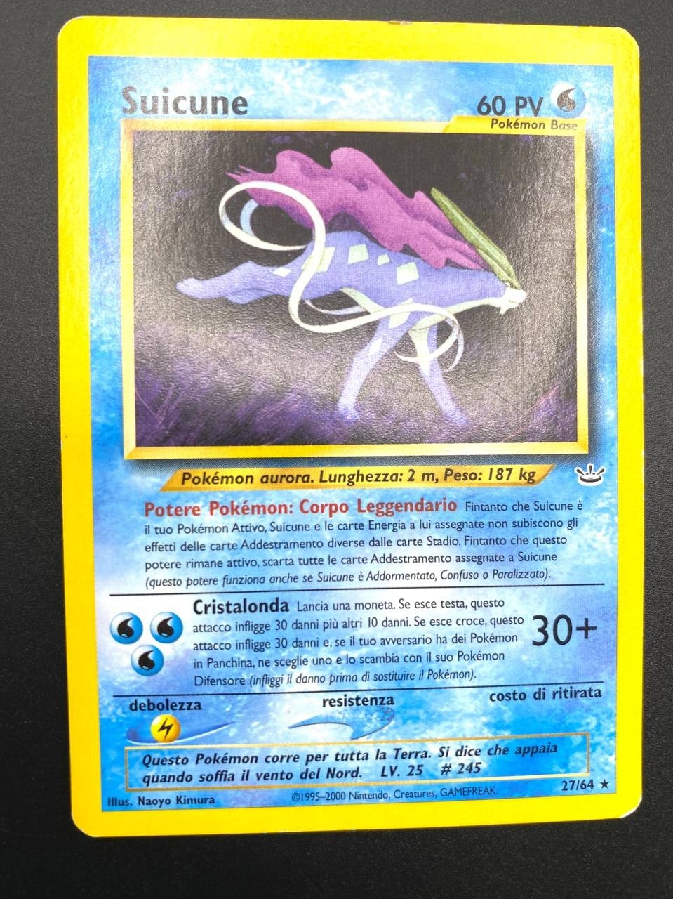 Carta pokemon Suicune 27/64 set Neo Revelation Vintage no Holo Italiano Good