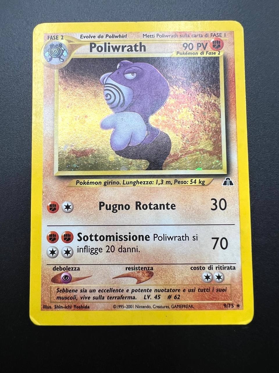 Carta Pokemon Poliwrath Holo 9/75 set Neo Discovery Excellent Italiano Vintage