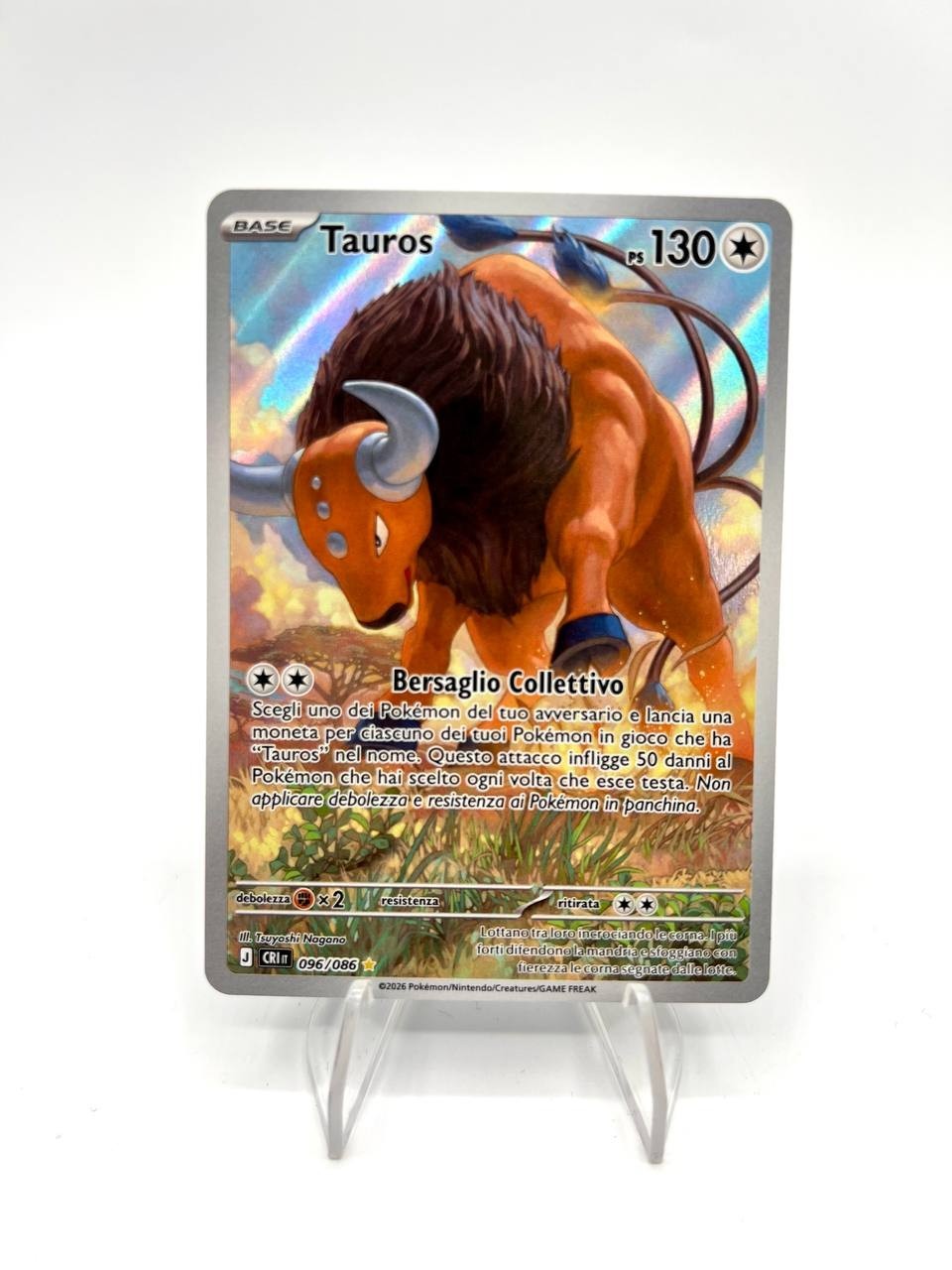 Carta pokemon TAUROS 096/086 CRI set Caos Nascente Italiano Near mint Holo