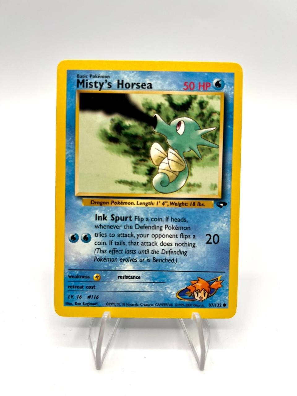 Carta pokemon Misty's horsea 87/132 set Gym Challenge Inglese Vintage Excellent