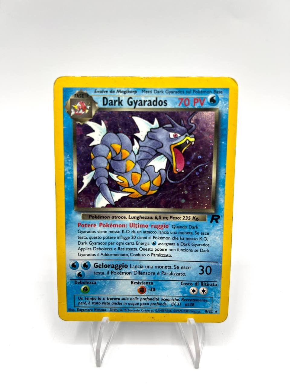 Carta Pokemon set Team Rocket Dark Gyarados Holo 8/82 Played Italiano Vintage
