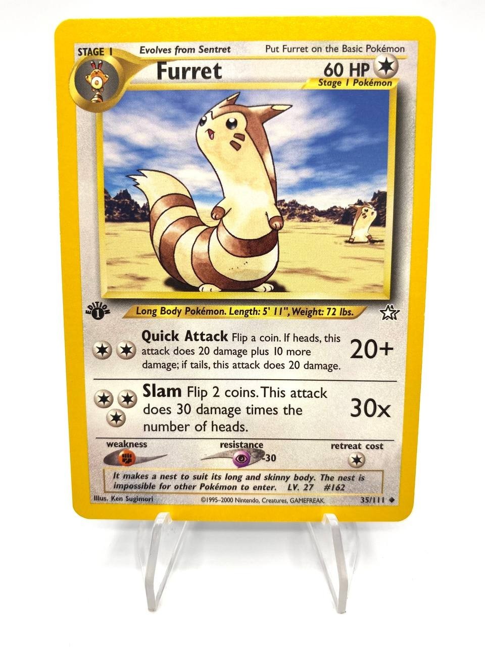 Carta Pokemon set Neo Genesis Furret 35/111 1st edition Inglese ENG excellent