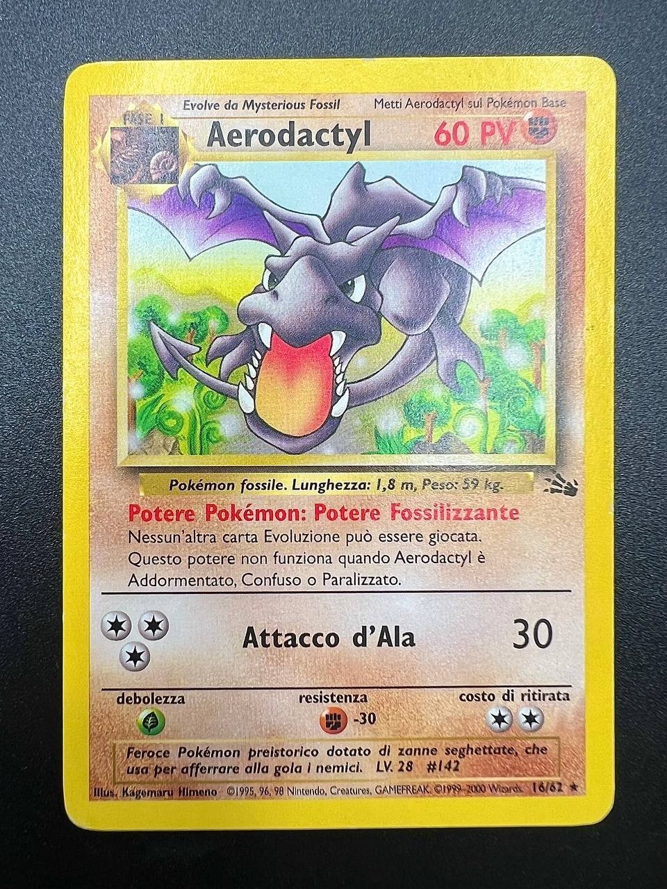 Carta Pokemon Aerodactyl 1/62 Fossil FO No Holo Vintage Italiano Light played IT