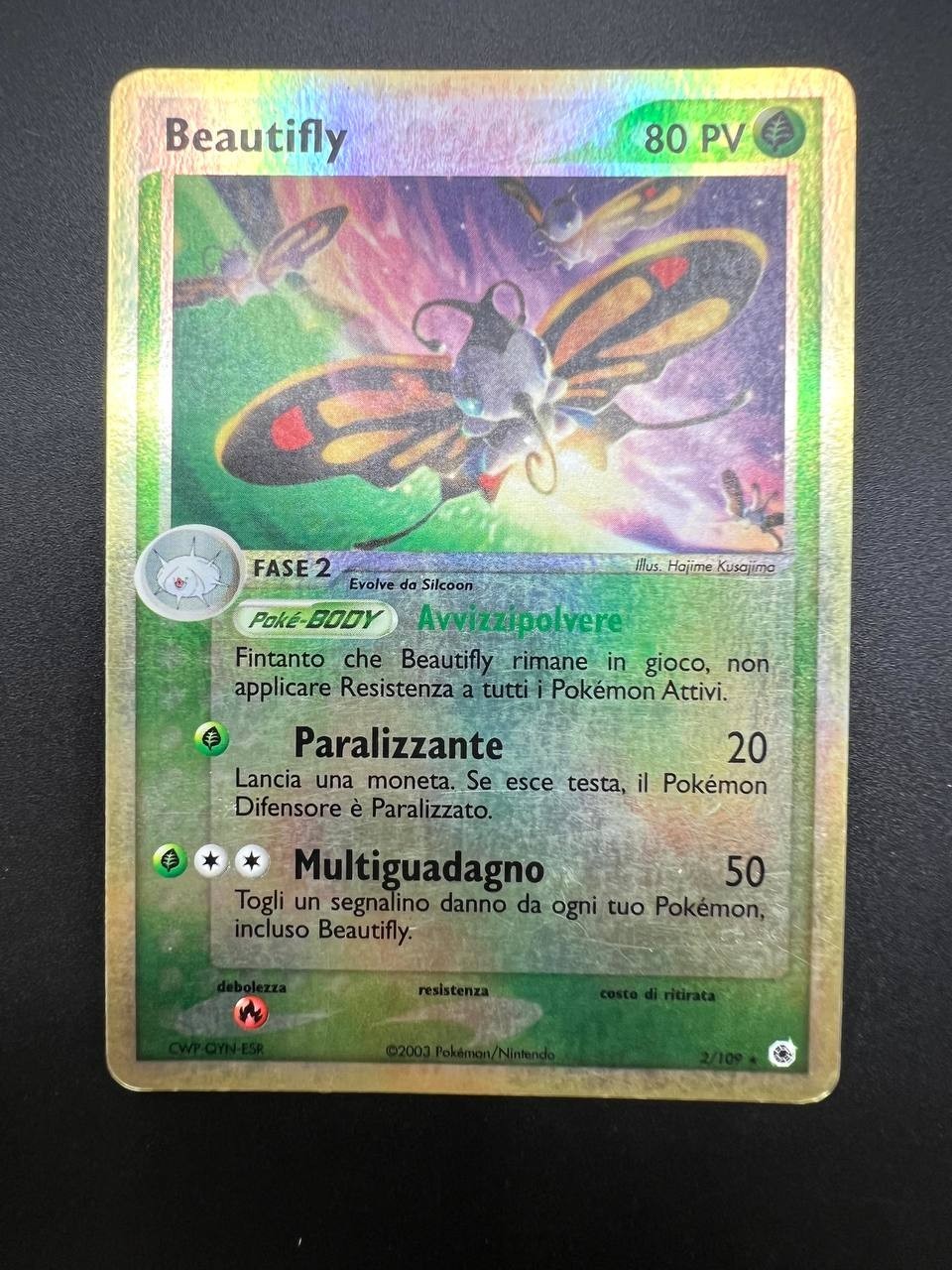 Carta pokemon Beautifly 2/109 set EX Rubino & zaffiro Reverse Holo Good