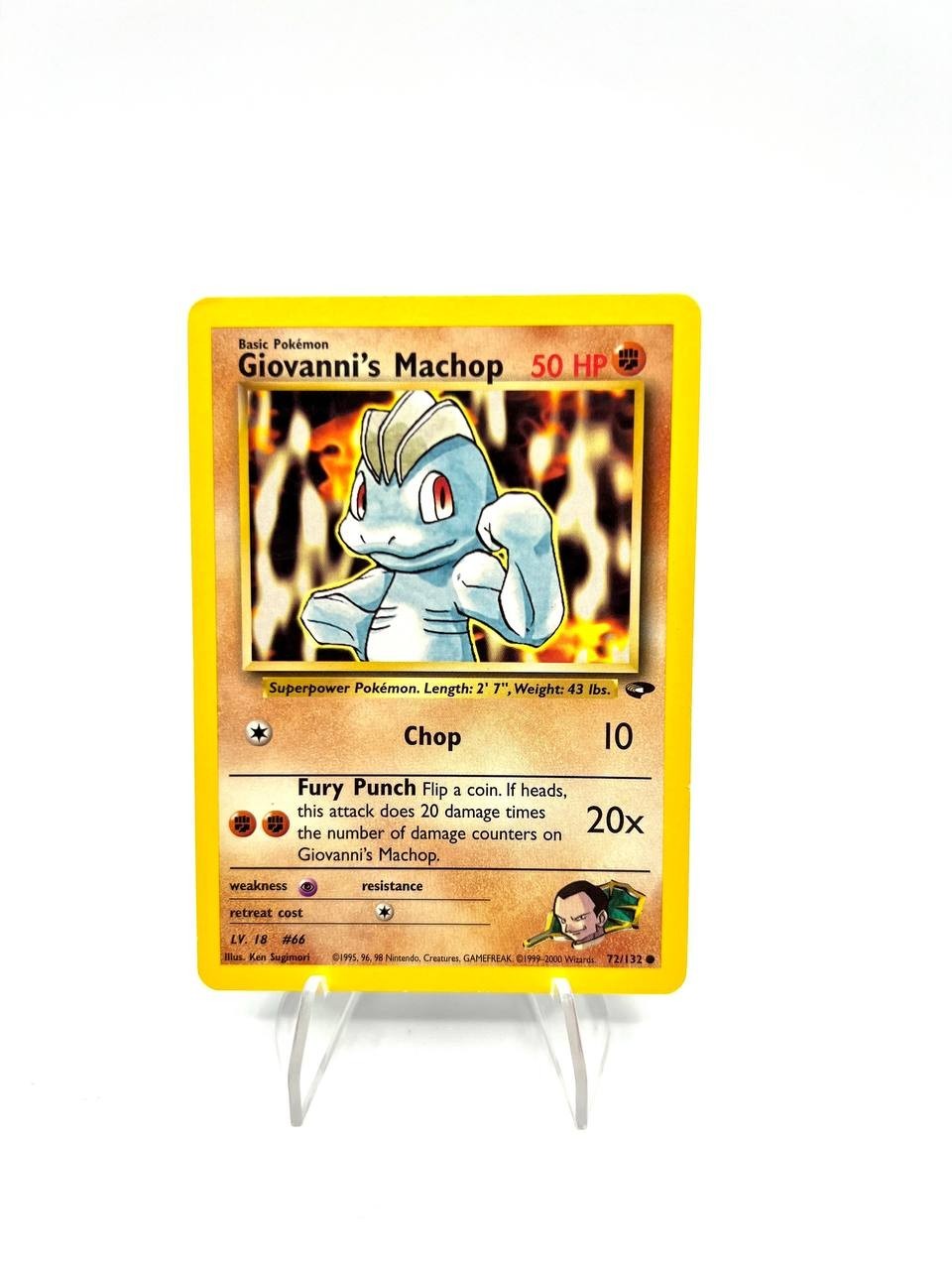 Carta pokemon Giovanni's Machop 72/132 set Gym Heroes Excellent Vintage Inglese