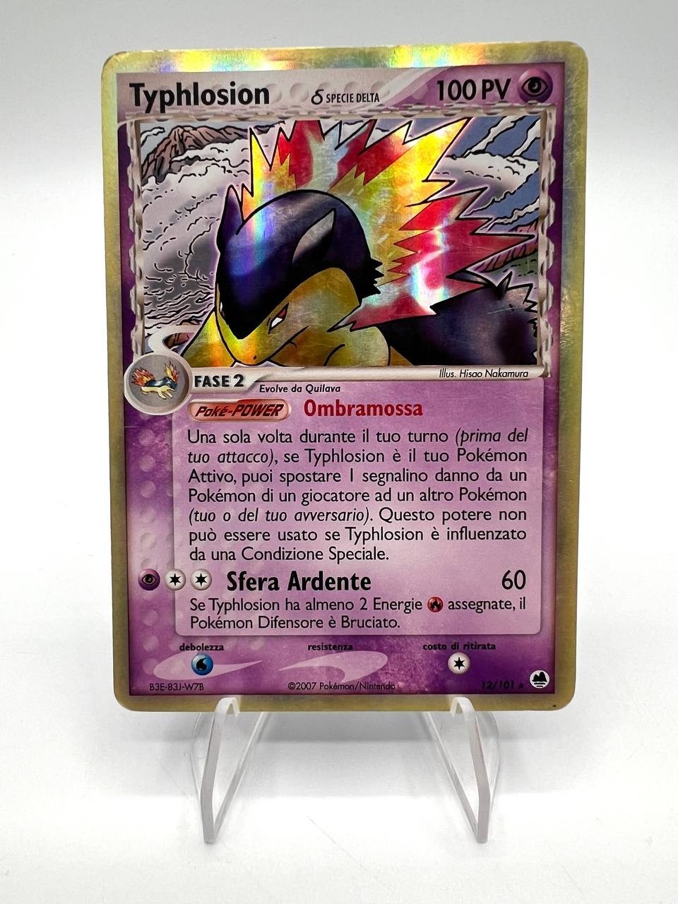 Carta pokemon Typhlosion 12/101 Holo set Specie delta EX L'isola dei draghi Good