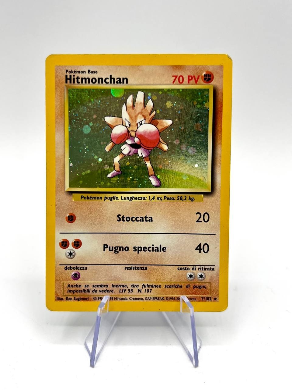 Hitmonchan Holo Set Base 7/102 italiano poor Carta Pokémon Rara Olografica