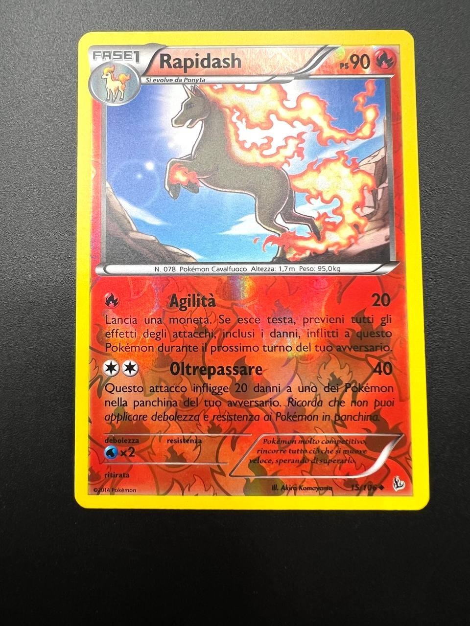 Pokémon Carta Rapidash Fuoco Infernale Italiano 15/106 Reverse holo Excellent