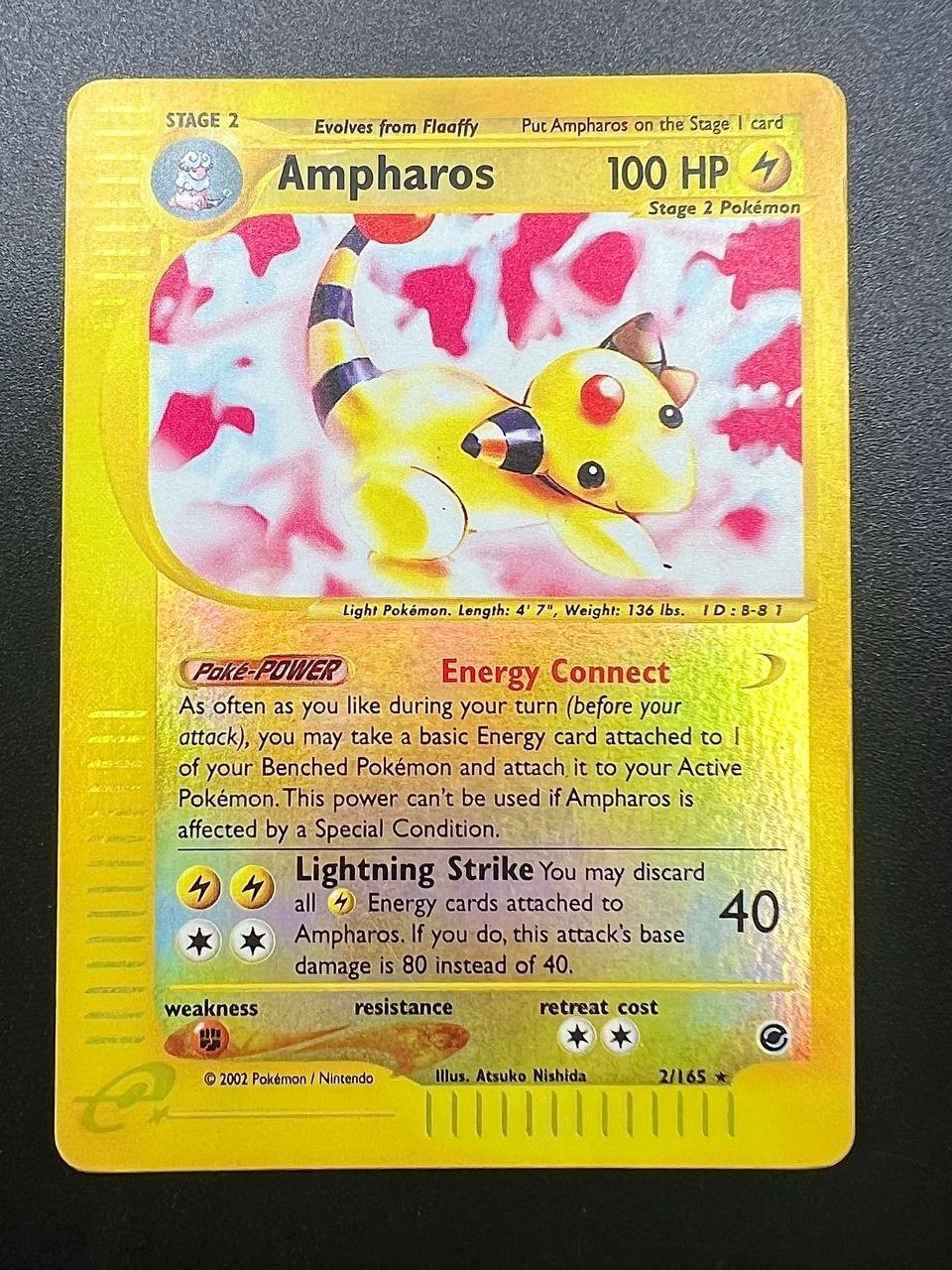 Carta Pokemon Ampharos 2/165 EX Expedition Inglese Reverse Holo Vintage Played