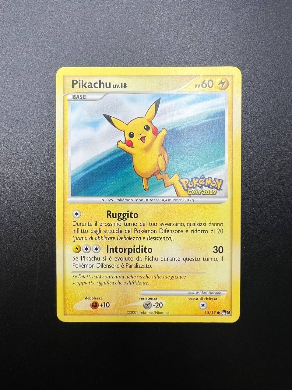 Pikachu 15/17 Pokemon Day 2009 STAMPED POP Series 9 Pokémon italiano excellent
